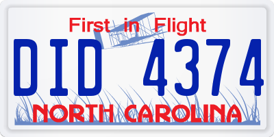 NC license plate DID4374