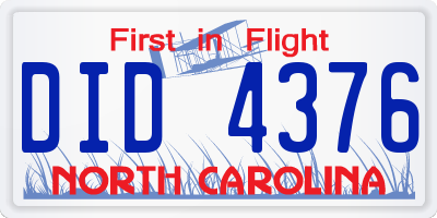 NC license plate DID4376