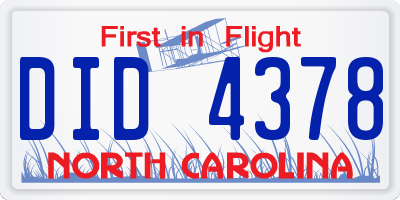 NC license plate DID4378
