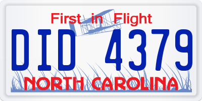 NC license plate DID4379