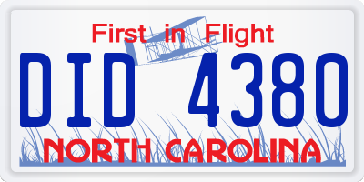NC license plate DID4380