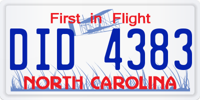 NC license plate DID4383