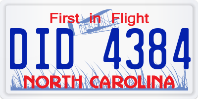 NC license plate DID4384