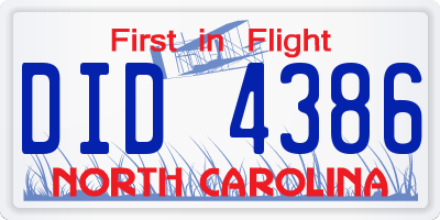 NC license plate DID4386