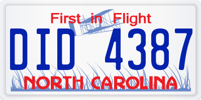 NC license plate DID4387