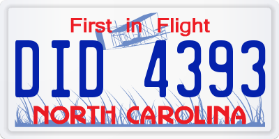 NC license plate DID4393