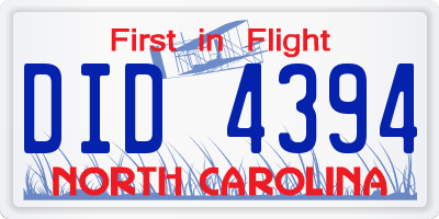 NC license plate DID4394