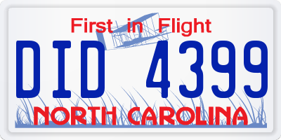 NC license plate DID4399