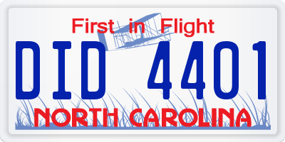 NC license plate DID4401