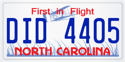 NC license plate DID4405