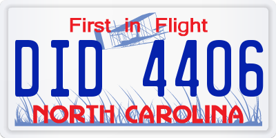 NC license plate DID4406