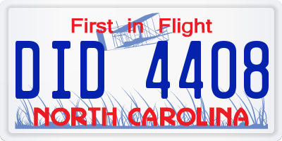 NC license plate DID4408