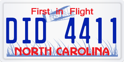 NC license plate DID4411