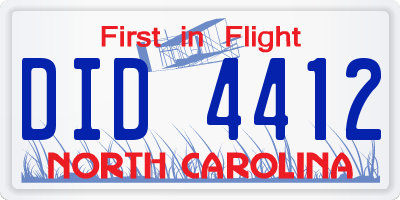 NC license plate DID4412