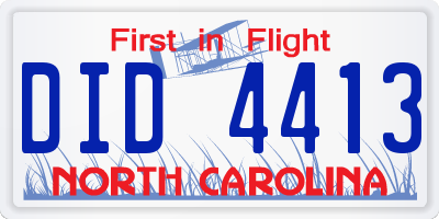 NC license plate DID4413