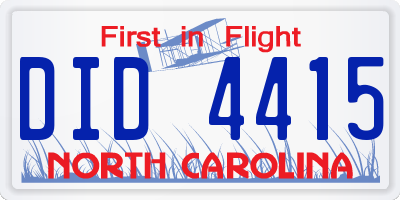 NC license plate DID4415