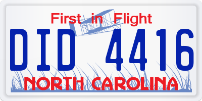 NC license plate DID4416