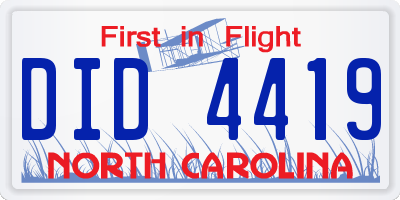 NC license plate DID4419