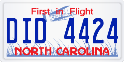 NC license plate DID4424