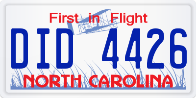 NC license plate DID4426