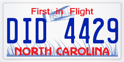 NC license plate DID4429
