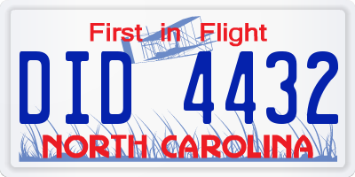 NC license plate DID4432