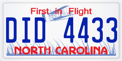 NC license plate DID4433