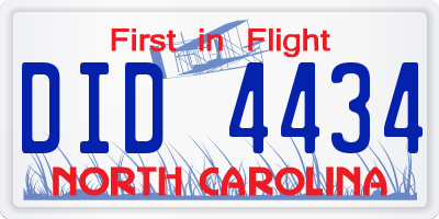 NC license plate DID4434