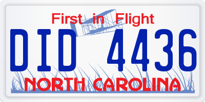 NC license plate DID4436