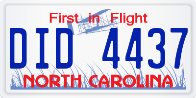 NC license plate DID4437