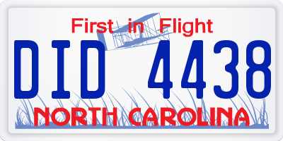 NC license plate DID4438