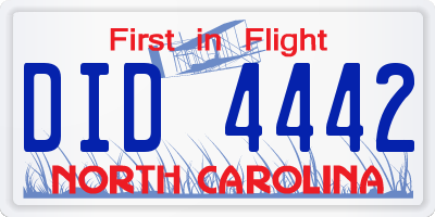 NC license plate DID4442