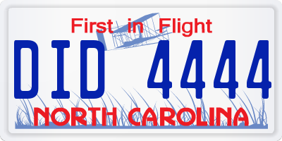 NC license plate DID4444