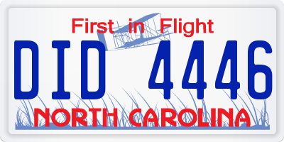 NC license plate DID4446