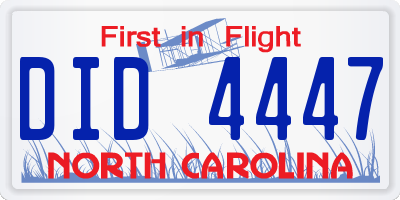 NC license plate DID4447