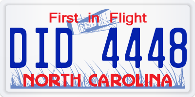 NC license plate DID4448