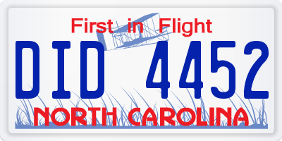 NC license plate DID4452