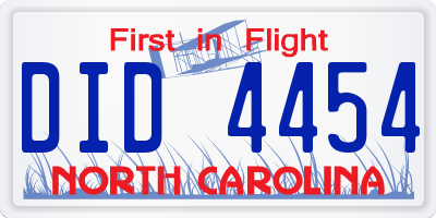NC license plate DID4454