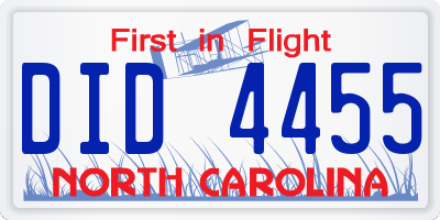 NC license plate DID4455