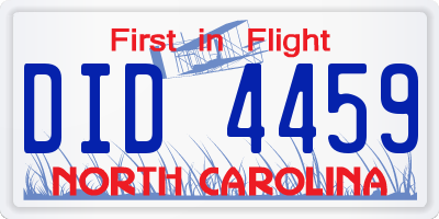 NC license plate DID4459