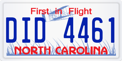 NC license plate DID4461