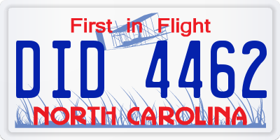 NC license plate DID4462