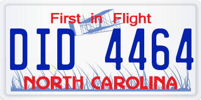 NC license plate DID4464
