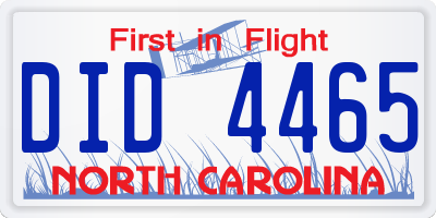 NC license plate DID4465