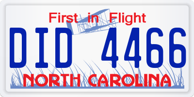 NC license plate DID4466