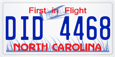 NC license plate DID4468