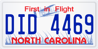 NC license plate DID4469