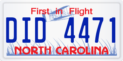 NC license plate DID4471