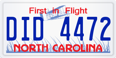 NC license plate DID4472