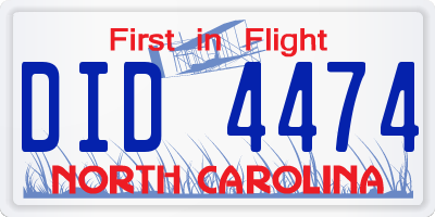 NC license plate DID4474